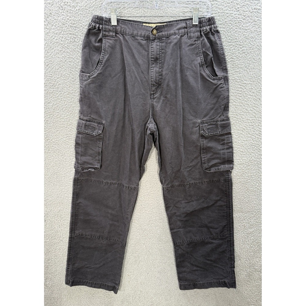Cabelas Pants Mens 34x30 Gray Duck Canvas Trail Hiker Cargo Double Knee Outdoors